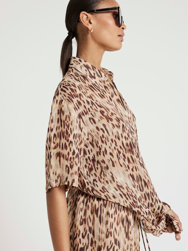 River Island Brown Leopard Print Shirt - Image 2 of 4 River Island Brown Leopard Print Shirt - Image 2 of 4