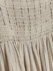 River Island Natural Square Neck Shirred Midi Dress - Image 4 of 4