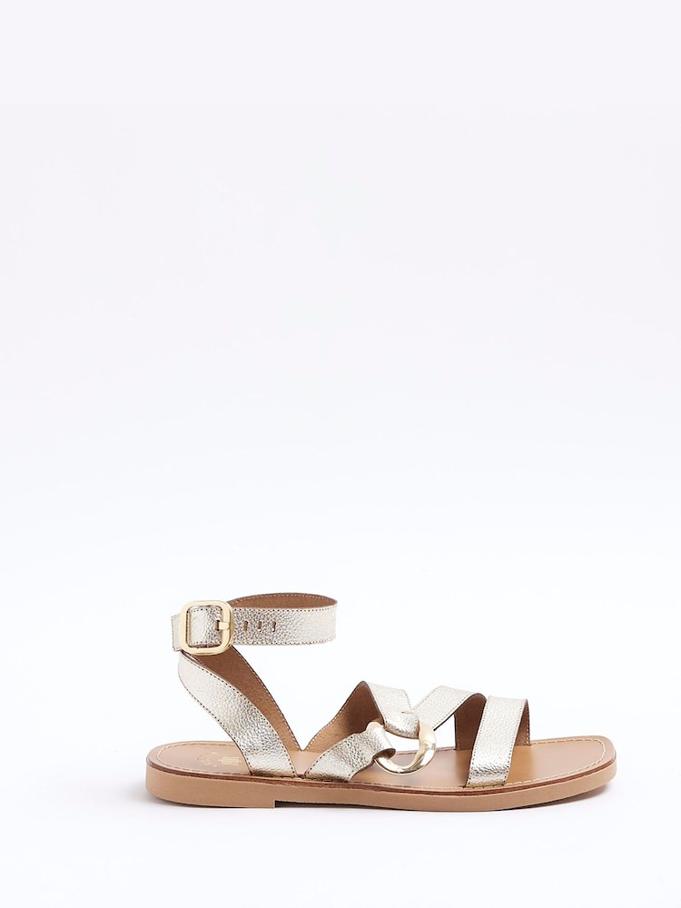 River Island Gold Ring Detail Gladiator Sandals - Image 1 of 5