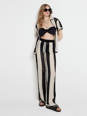 River Island Black Striped Crochet Trousers - Image 1 of 3