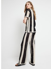 River Island Black Striped Crochet Trousers - Image 2 of 3