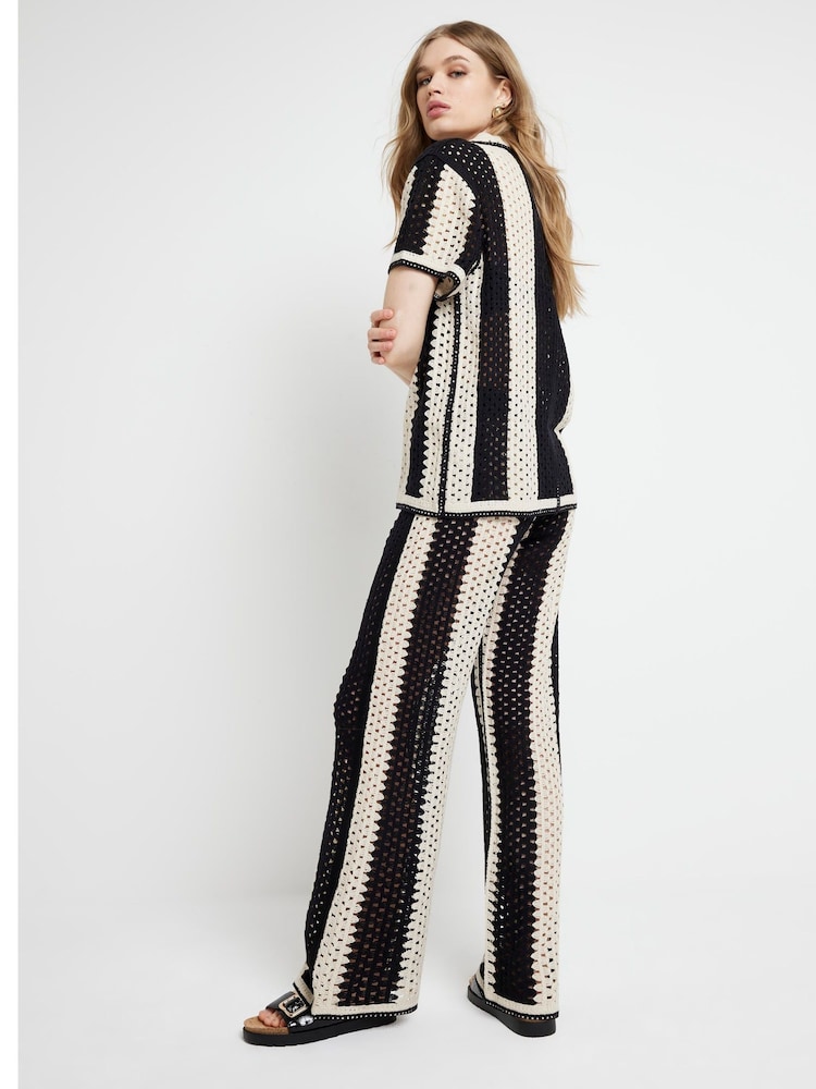 River Island Black Striped Crochet Trousers - Image 2 of 3