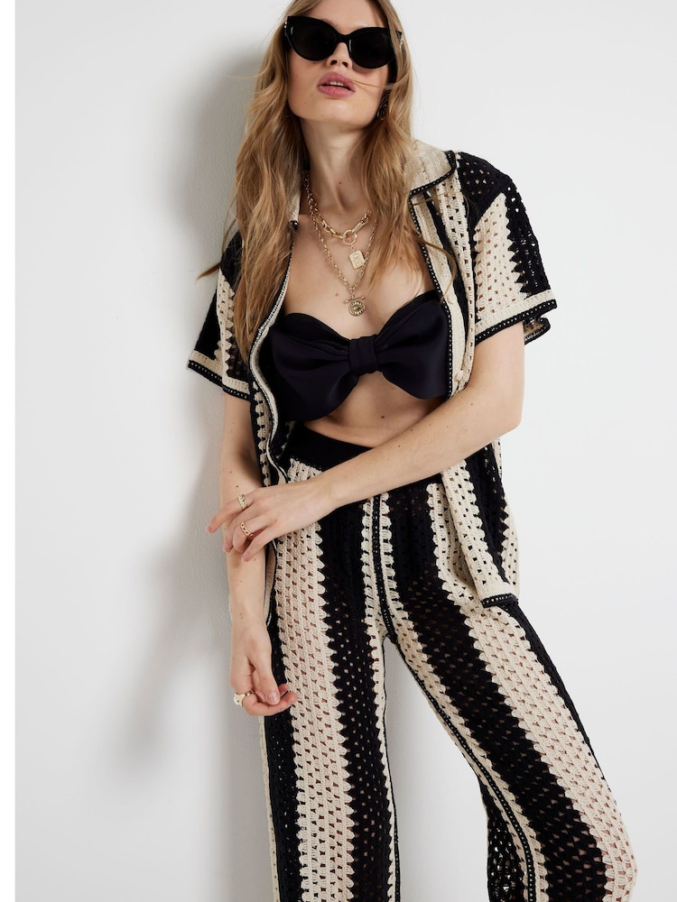 River Island Black Striped Crochet Trousers - Image 3 of 3