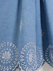 River Island Blue Waisted Denim 100% Cotton Midi Dress - Image 4 of 4