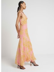 Розовый - River Island 100% Хлопковый воротник-хомут платье макси - Image 3 of 4