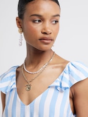 River Island Blue Floral Frill Sleeve Maxi Dress - Image 4 of 6