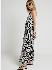 River Island Black Zebra Print V-Neck Maxi Dress - Image 2 of 5