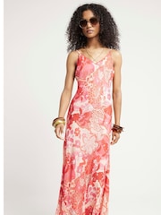 River Island Pink Floral 100% Cotton Slip Maxi Dress - Image 1 of 5