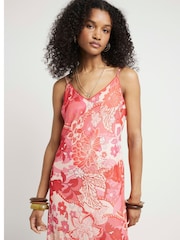 River Island Pink Floral 100% Cotton Slip Maxi Dress - Image 3 of 5