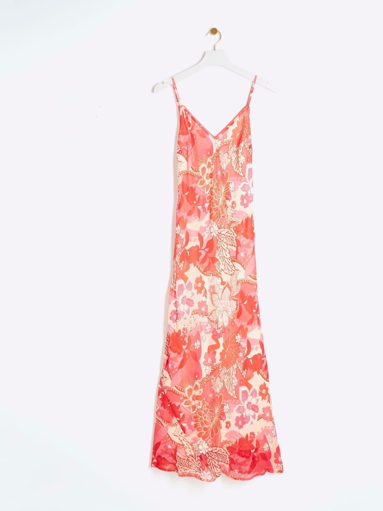 River Island Pink Floral 100% Cotton Slip Maxi Dress - Image 5 of 5
