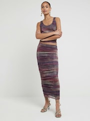 River Island Purple Ombre Mesh Column Midi Skirt - Image 1 of 4