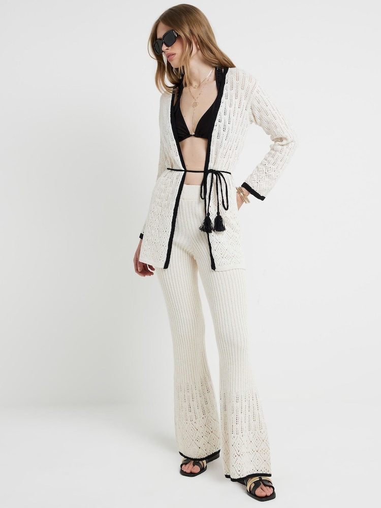 River Island Cream 100% Cotton Tipped Crochet Cardigan - Image 1 of 4 River Island Cream 100% Cotton Tipped Crochet Cardigan - Image 1 of 4