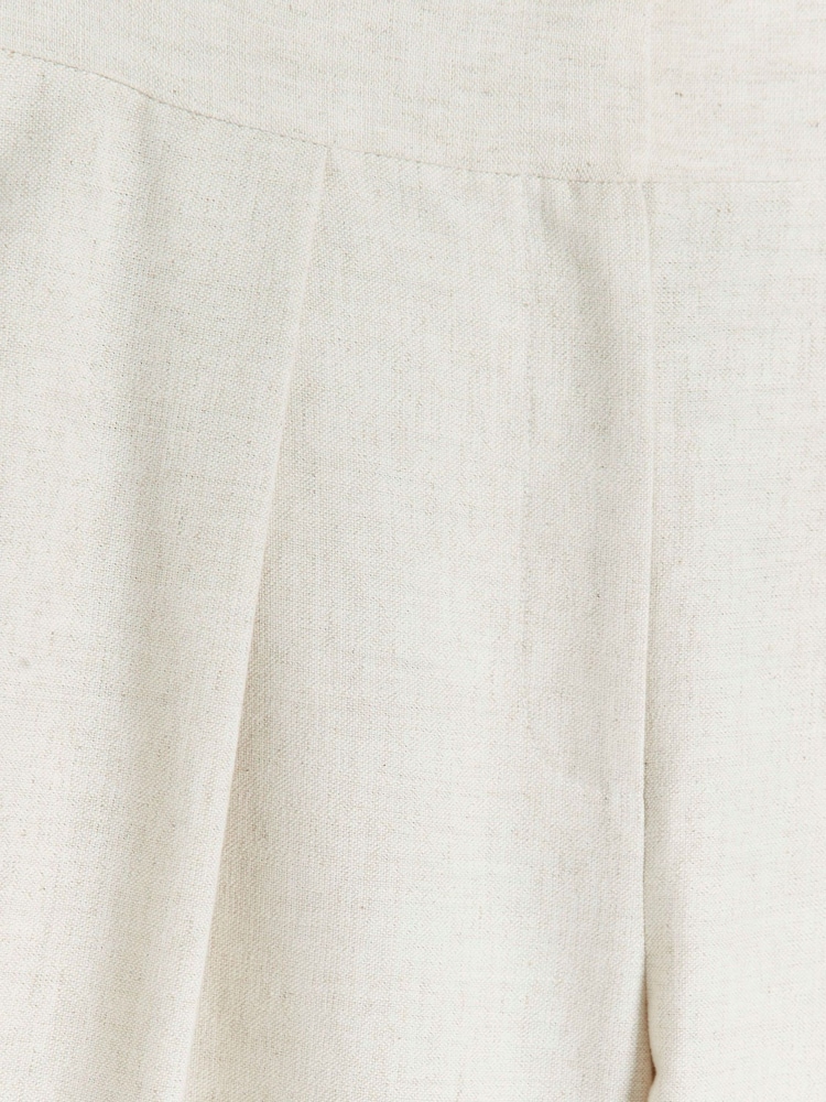 River Island Cream Wide Leg Pleated Linen Trousers - Image 6 of 6