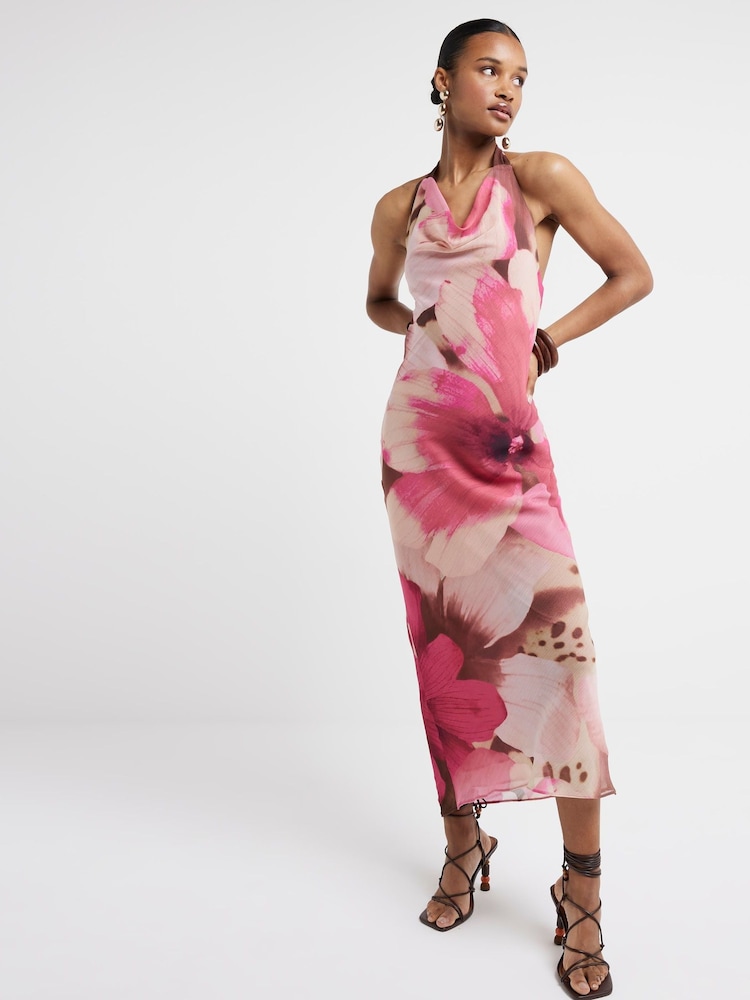River Island Purple Halter Tie Midiaxi Dress - Image 1 of 5