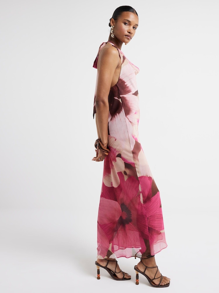River Island Purple Halter Tie Midiaxi Dress - Image 2 of 5