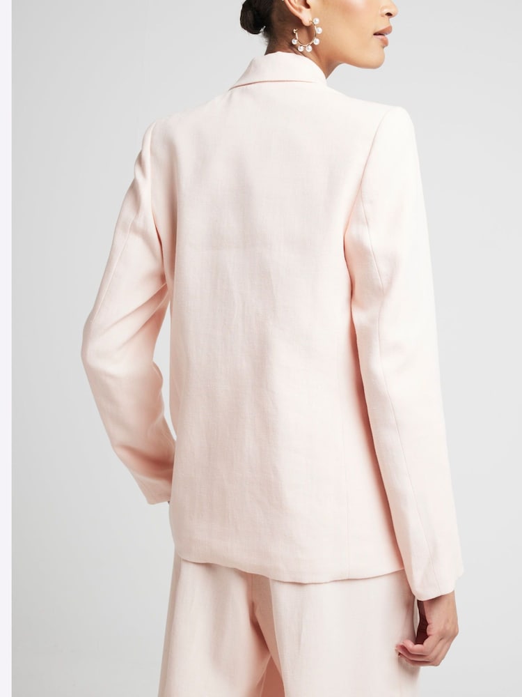 River Island Pink Linen Tailored Blazer - Image 3 of 3