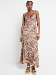 River Island Украшенный леопардовый принт 100% Хлопковое платье-комбинация - Image 1 of 4