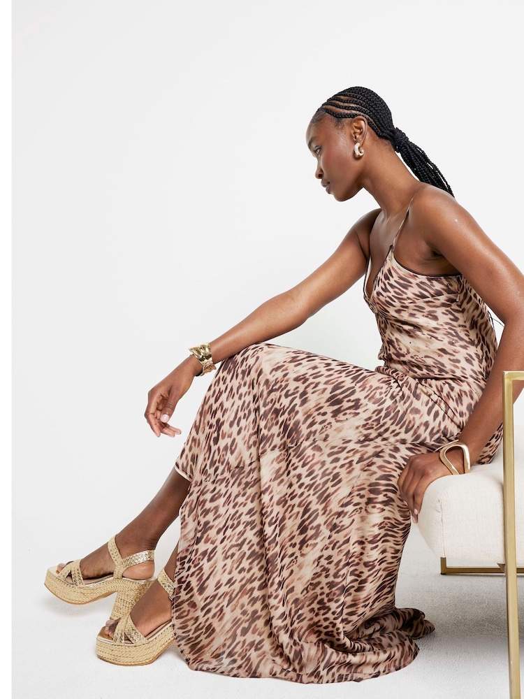 River Island Украшенный леопардовый принт 100% Хлопковое платье-комбинация - Image 2 of 4