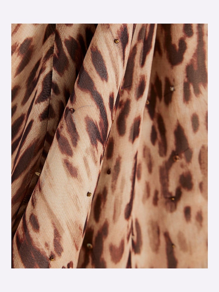 River Island Украшенный леопардовый принт 100% Хлопковое платье-комбинация - Image 4 of 4
