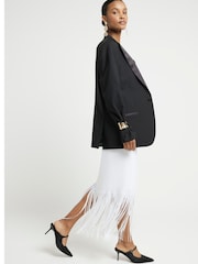 River Island White Sequin Fringe Midi Skirt - Image 2 of 5