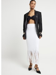River Island White Sequin Fringe Midi Skirt - Image 3 of 5