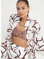River Island Brown Abstract Boxy 100% Cotton Shirt - Image 3 of 4