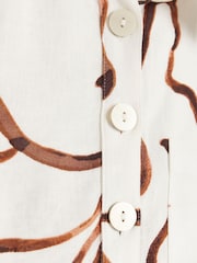 River Island Brown Abstract Boxy 100% Cotton Shirt - Image 4 of 4