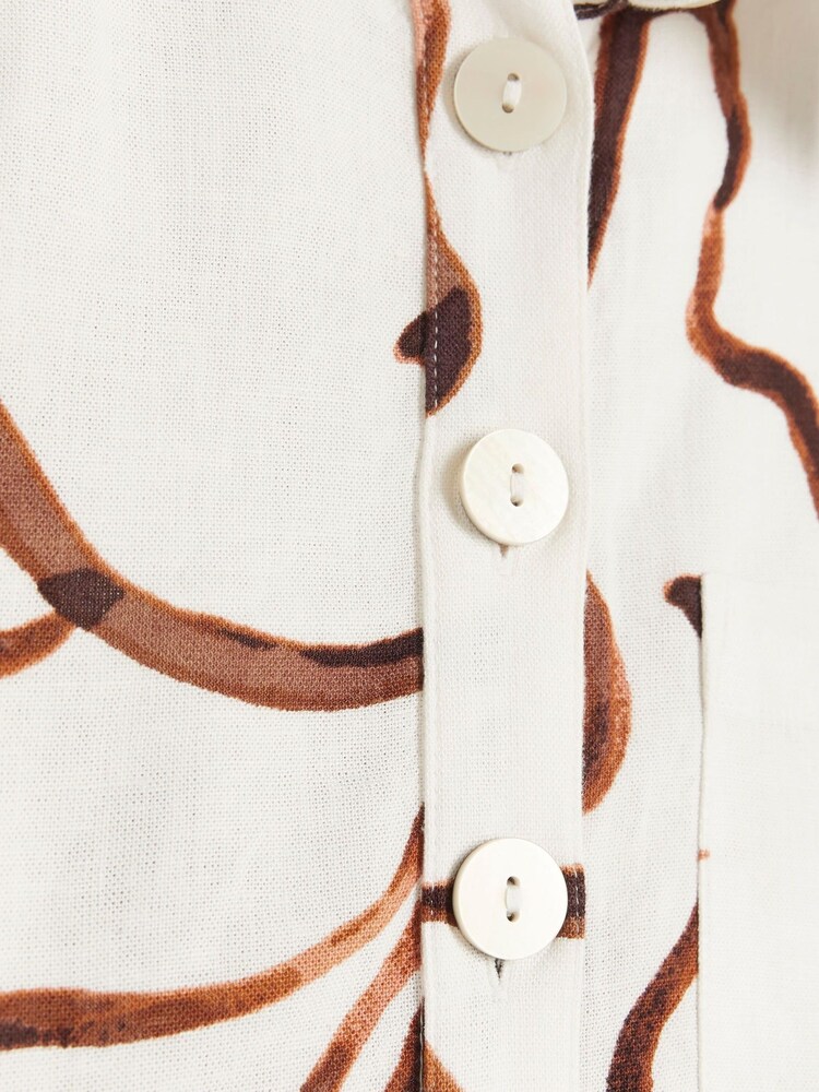 River Island Brown Abstract Boxy 100% Cotton Shirt - Image 4 of 4 River Island Brown Abstract Boxy 100% Cotton Shirt - Image 4 of 4