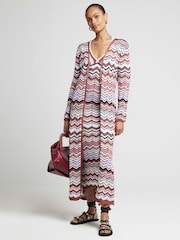 River Island Purple Chevron Striped Longline 100% Cotton Cardigan - Image 1 of 4