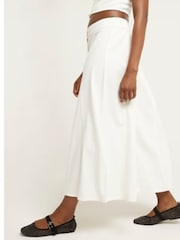 River Island White Godet Denim Midi Skirt - Image 4 of 6
