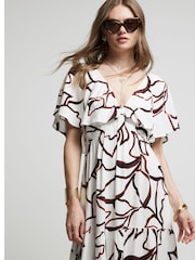 River Island Brown Frill Sleeve Maxi Dress - Image 4 of 6