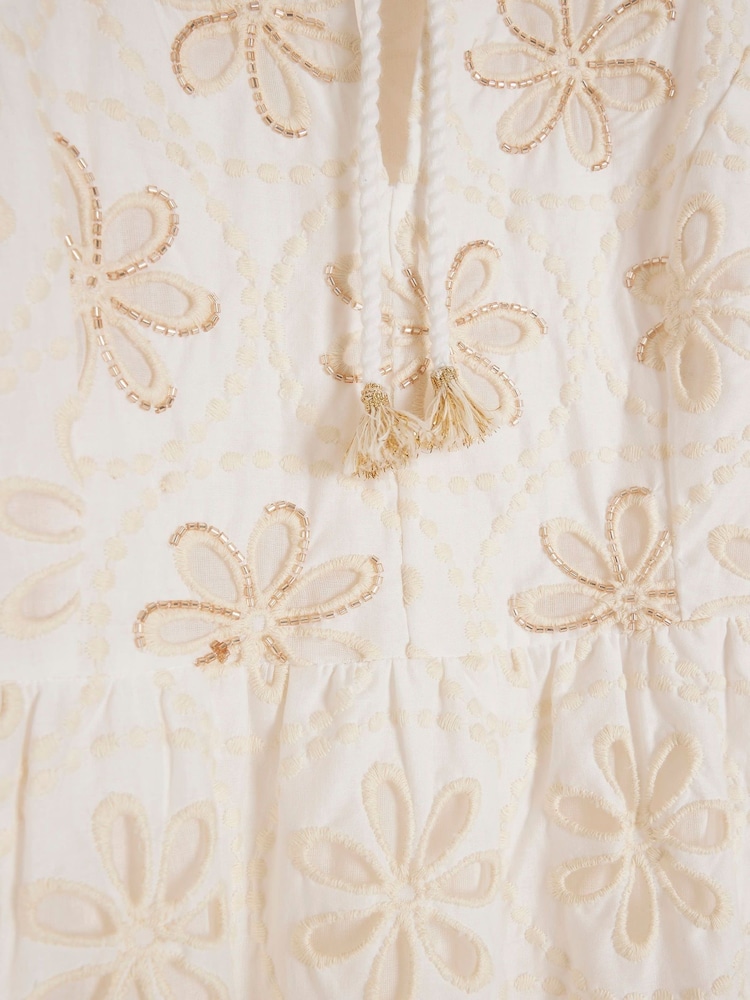 River Island Cream Broderie Smock Mini Dress - Image 4 of 4