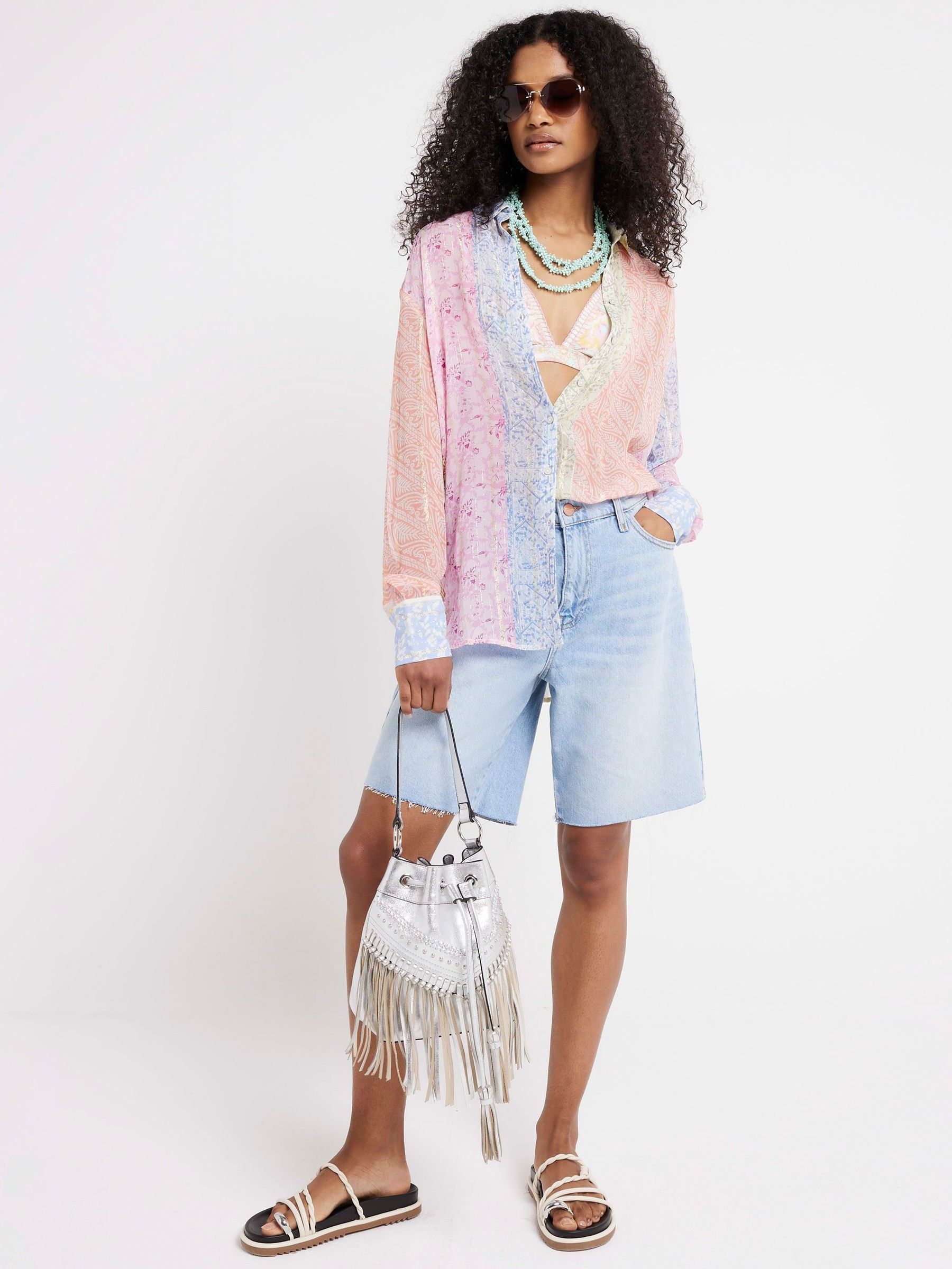 Buy River Island Pink Floral Print Mix 100 Cotton Shirt from Next Luxembourg