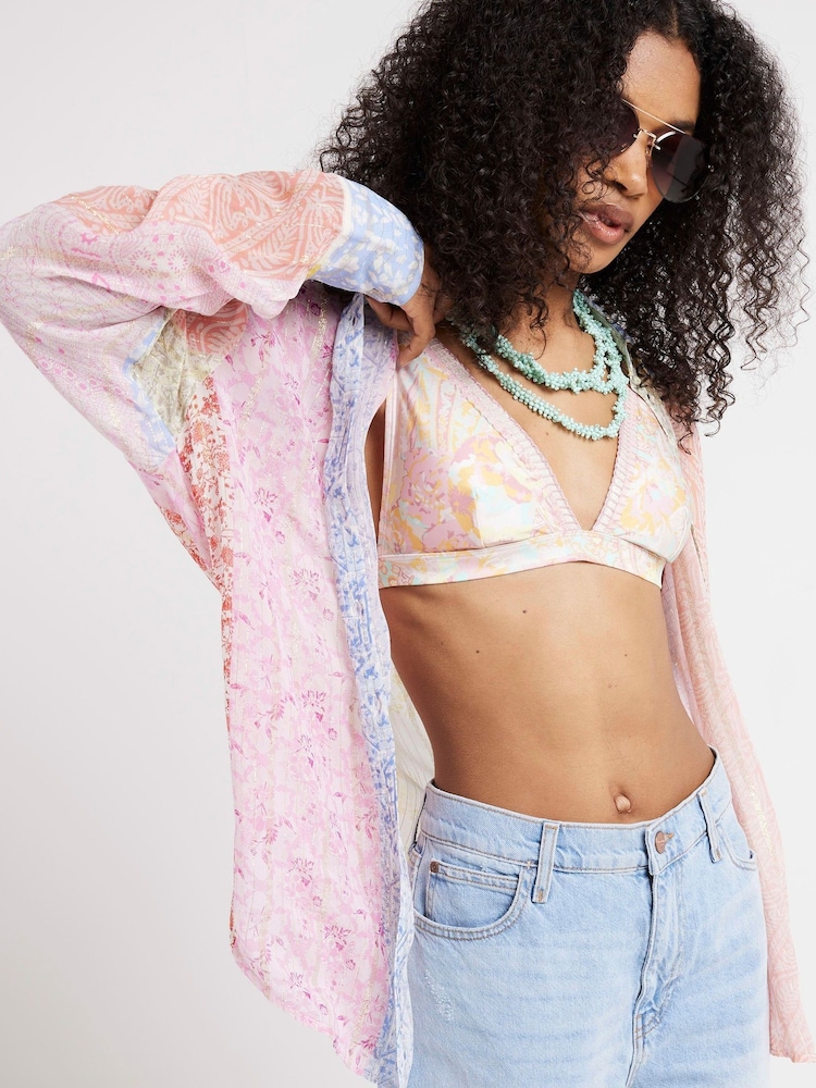 River Island Pink Floral Print Mix 100% Cotton Shirt - Image 2 of 4 River Island Pink Floral Print Mix 100% Cotton Shirt - Image 2 of 4