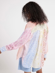 River Island Pink Floral Print Mix 100% Cotton Shirt - Image 3 of 4