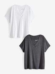 Negro - River Island Multipack Smart V-Neck T-Shirts 2 Pack - Imagen 1 de 8