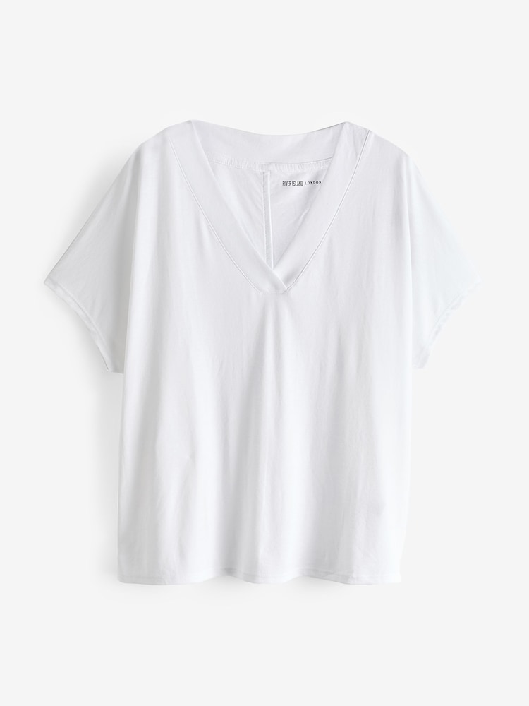 Negro - River Island Multipack Smart V-Neck T-Shirts 2 Pack - Imagen 8 de 8