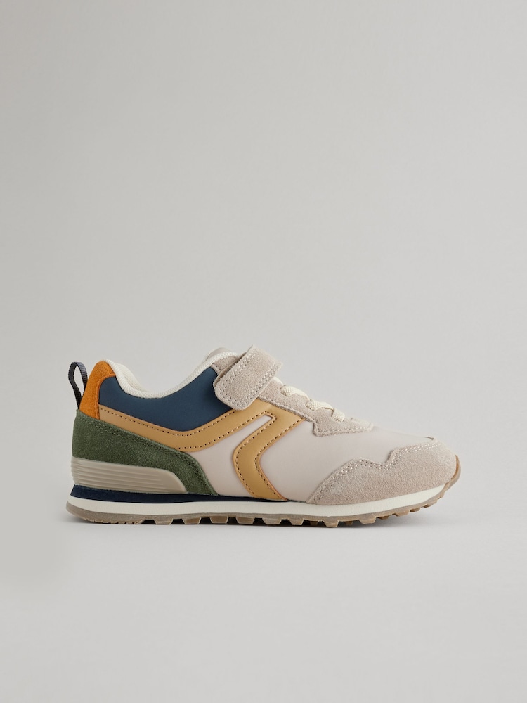 Neutral Colourblock Standard Fit (F) One Strap Elastic Lace Trainers - Image 2 of 6