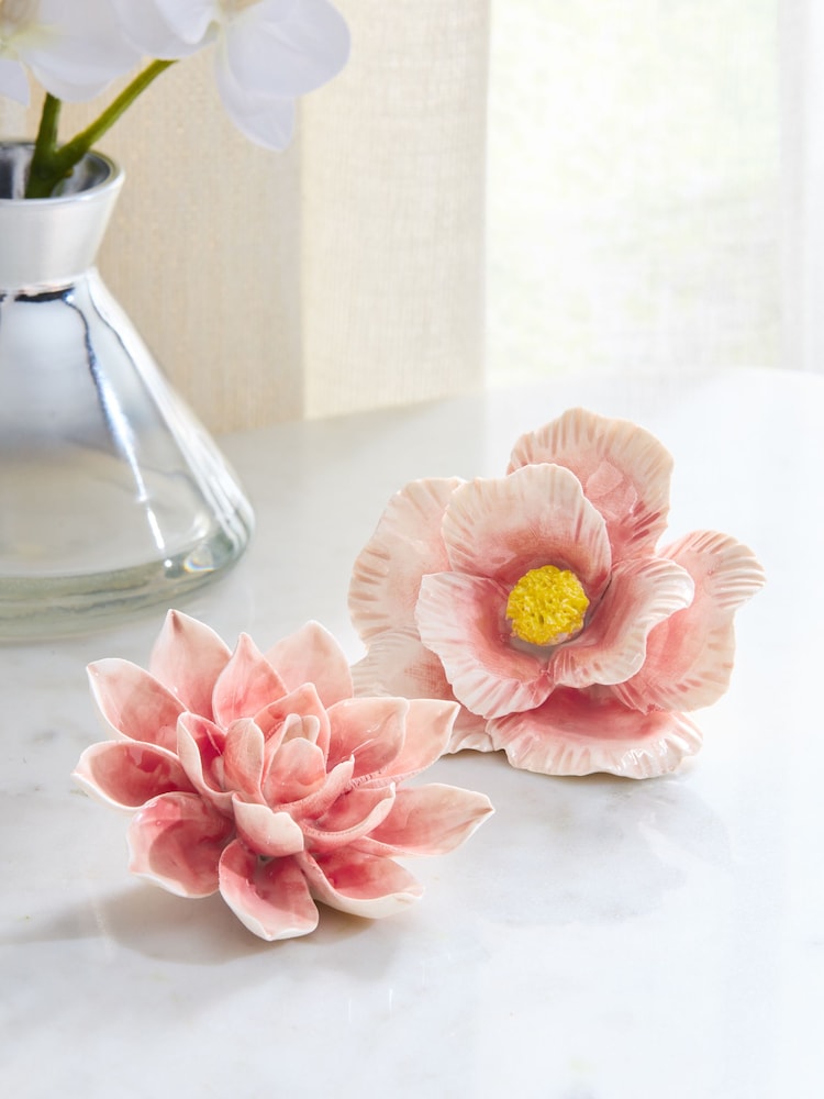 Juego de 2 adornos florales de cerámica - Imagen 1 de 5 Juego de 2 adornos florales de cerámica - Imagen 1 de 5