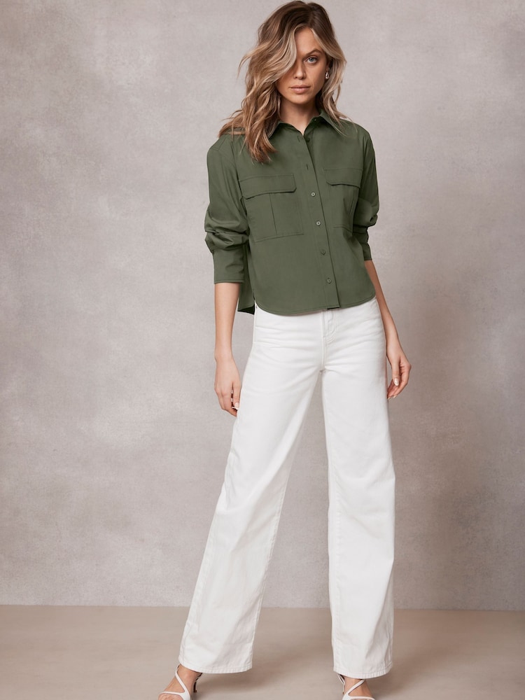 Mint Velvet Green Cropped Utility Shirt - Image 2 of 2