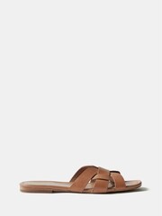 Mint Velvet Brown Leather Woven Flat Sandals - Image 1 of 5