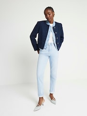 River Island Light Blue Mom High Rise Bum Sculpt Denim Jeans - Image 1 of 5