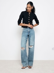 River Island Blue Relaxed Straight Leg Jeans - Image 1 of 7