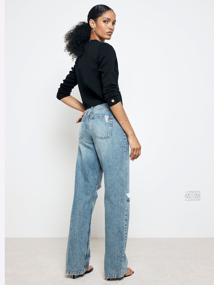 River Island Blue Relaxed Straight Leg Jeans - Image 2 of 7