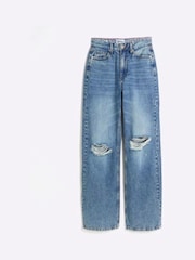 River Island Blue Relaxed Straight Leg Jeans - Image 4 of 7