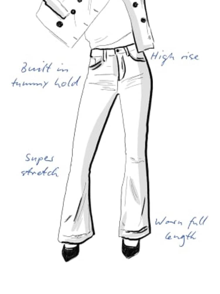 River Island Blue Light Black High Rise Tummy Hold Flared Jeans - Image 2 of 2 River Island Blue Light Black High Rise Tummy Hold Flared Jeans - Image 2 of 2