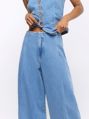 River Island Blue Mid Rise Stretch Baggy 100% Cotton Jeans - Image 3 of 4