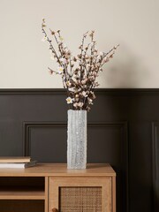 BHS White Large Mottled Glass Vase - Image 1 of 4