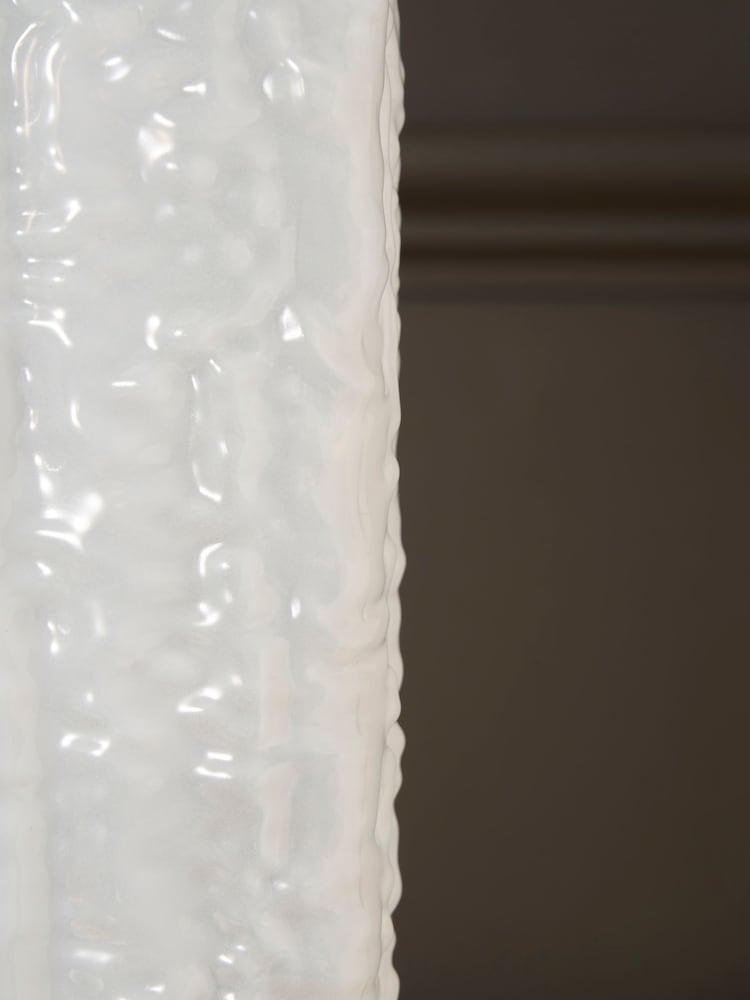 BHS White Large Mottled Glass Vase - Image 2 of 4