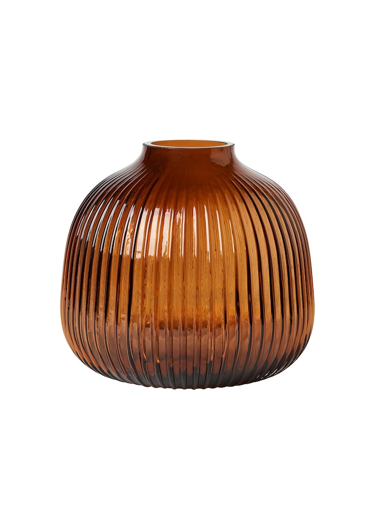 BHS Cognac Ribbed Glass Vase - Image 4 of 4 BHS Cognac Ribbed Glass Vase - Image 4 of 4